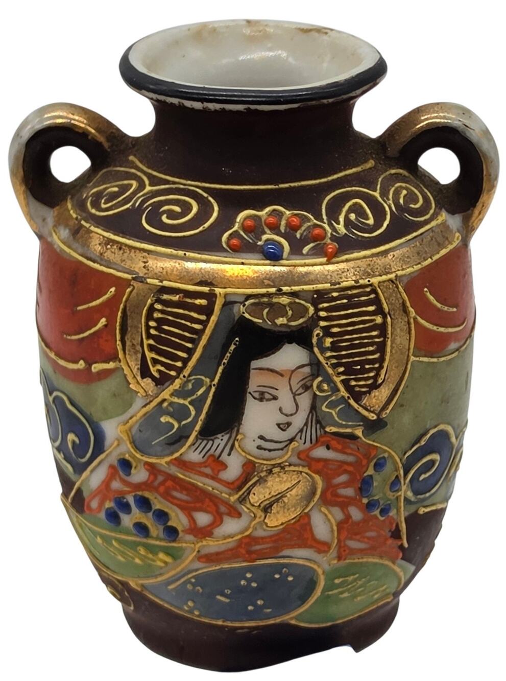 VINTAGE JAPANESE SATSUMA MORIAGE MINIATURE VASE